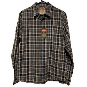 Wrangler Vintage Indigo Size Medium Blue Plaid Long Sleeved T-Shirt